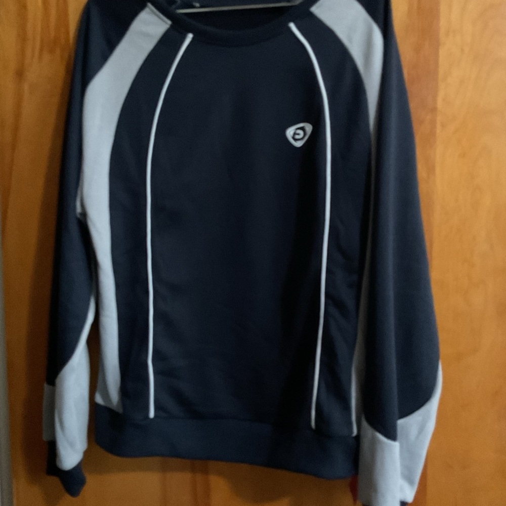 Black and Gray Women’s Athletic Sweater with Contrast Panels